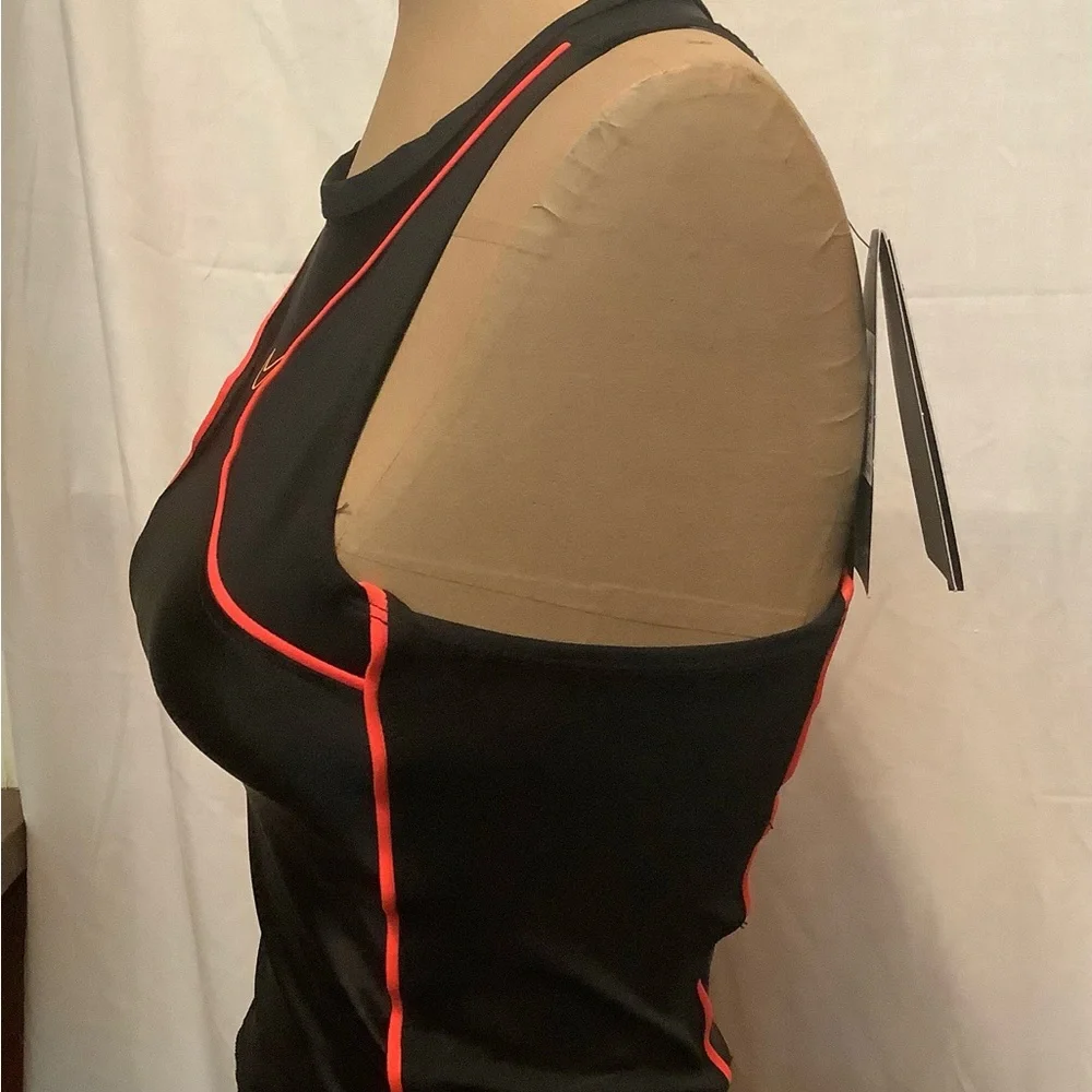 NEW! Nike Pro Dri-Fit Black Tight Fit Tank Top with Neon Pink Trim - Picture 2 of 7